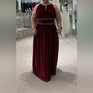 NWT David’s Bridal Halter jersey knit gown with rhinestone waist